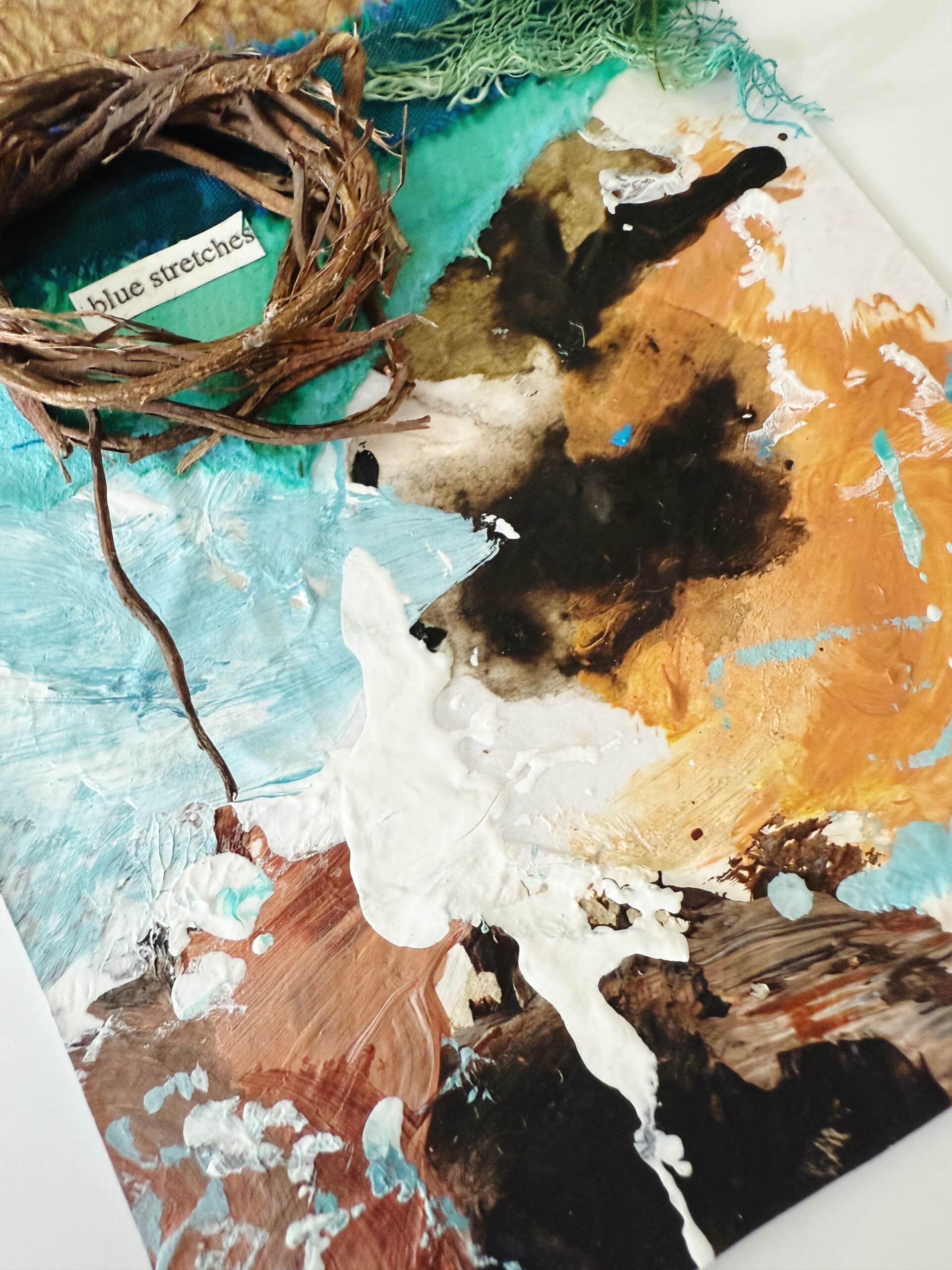 23-100-day-challenge-blue-brown-sky-clouds-collage-mixed-media-texture-paper-fabrics-textile-debasree-dey-art-1871