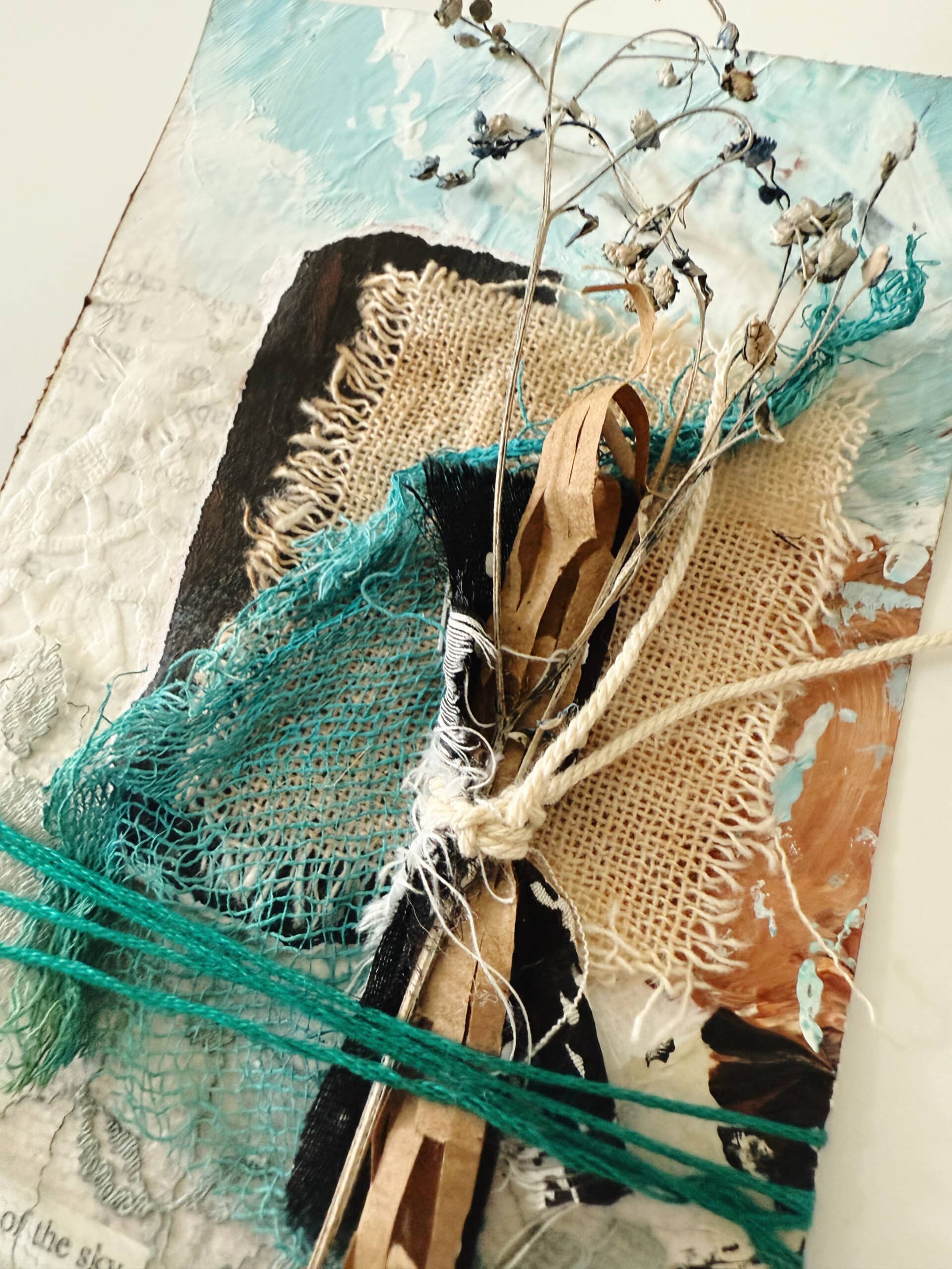 25-100-day-challenge-blue-brown-sky-clouds-collage-mixed-media-texture-paper-fabrics-textile-debasree-dey-art-1884