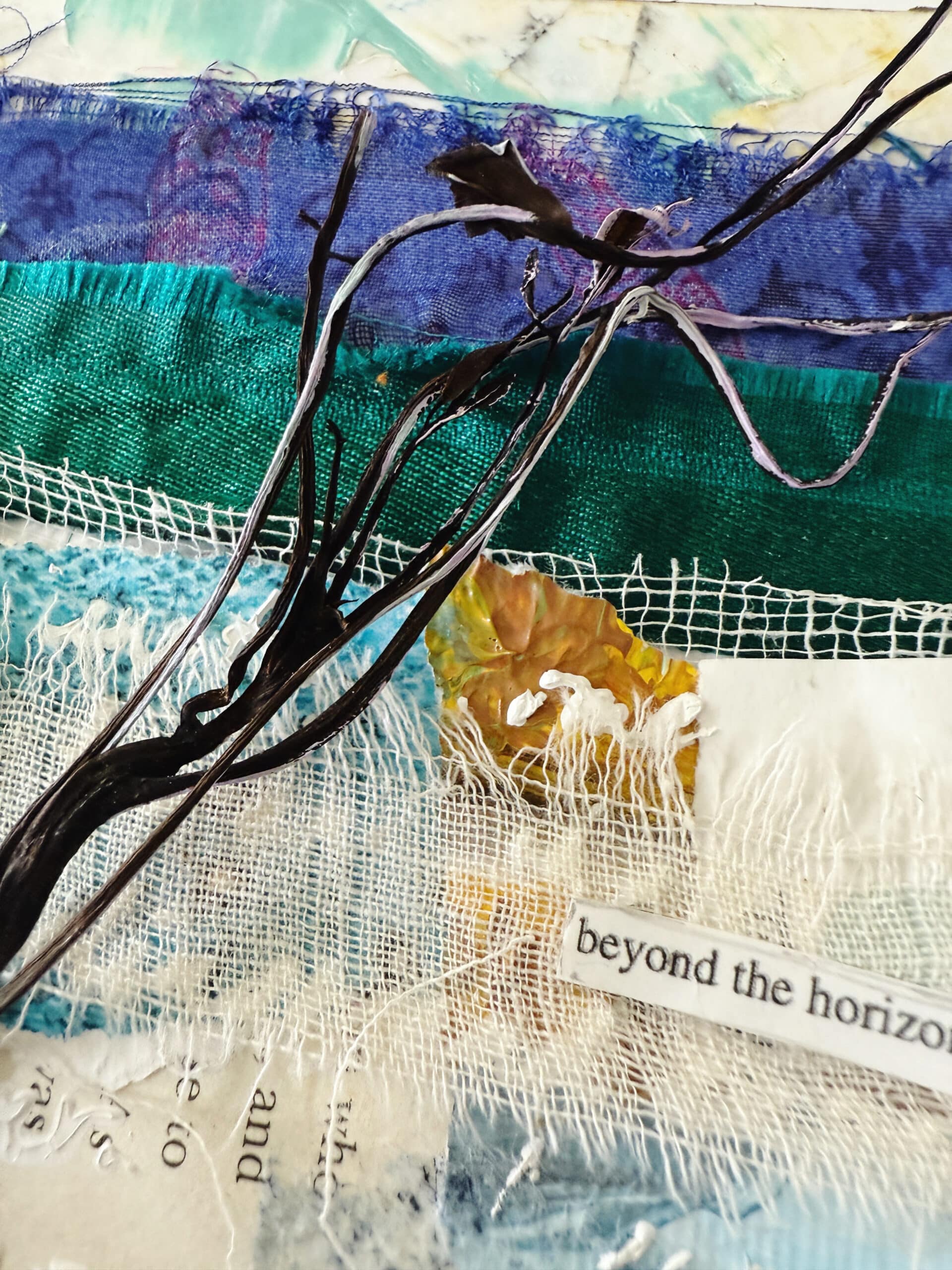 26-100-day-challenge-blue-brown-sky-clouds-collage-mixed-media-texture-paper-fabrics-textile-debasree-dey-art-1889