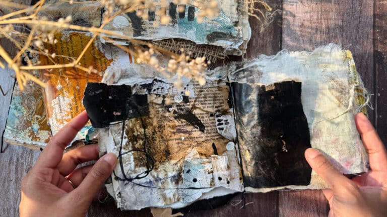 Grungy-art-journal-Texture-collage-mark-making-Mixed-media-debasree-dey-art-2556