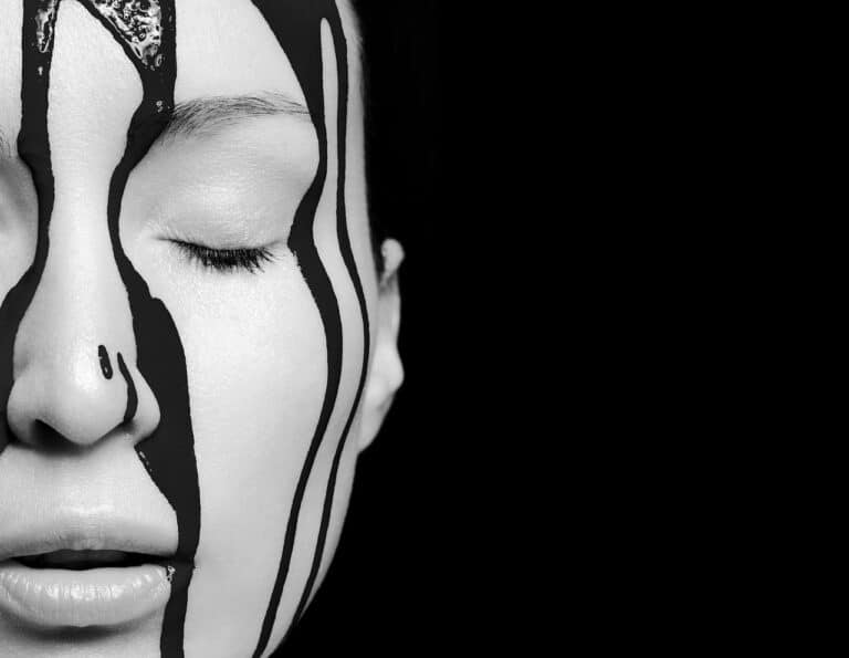 black, color, liquid, over, face, skin, black and white, white, art, creative, makeup, monochrome, portrait, beauty, copy-space, copy space, woman, female, paint, face, skin, art, art, art, art, art, creative, creative, creative, makeup, makeup, paint