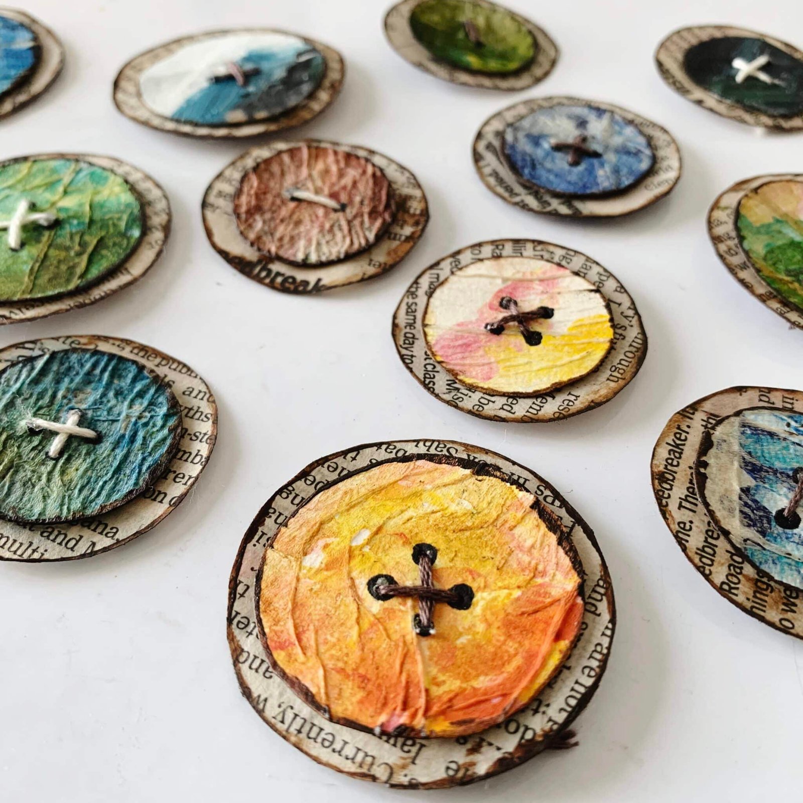 Handmade Rives Button Paper ️ Paper Buttons - Debasree Dey Art