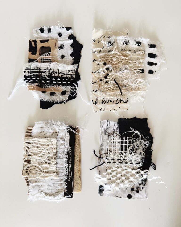 Neutral-earthy-black-and-white-Collage-Clusters-paper-fabrics-threads-stitching-100-day-challenge-Mixed-media-debasree-dey-art-1618