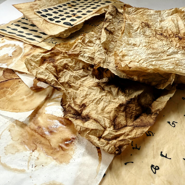 Coffee-dye-Mark-making-tissue-transparent-paper-black-and-white-Mixed-media-collage-diy-debasree-dey-art-5297