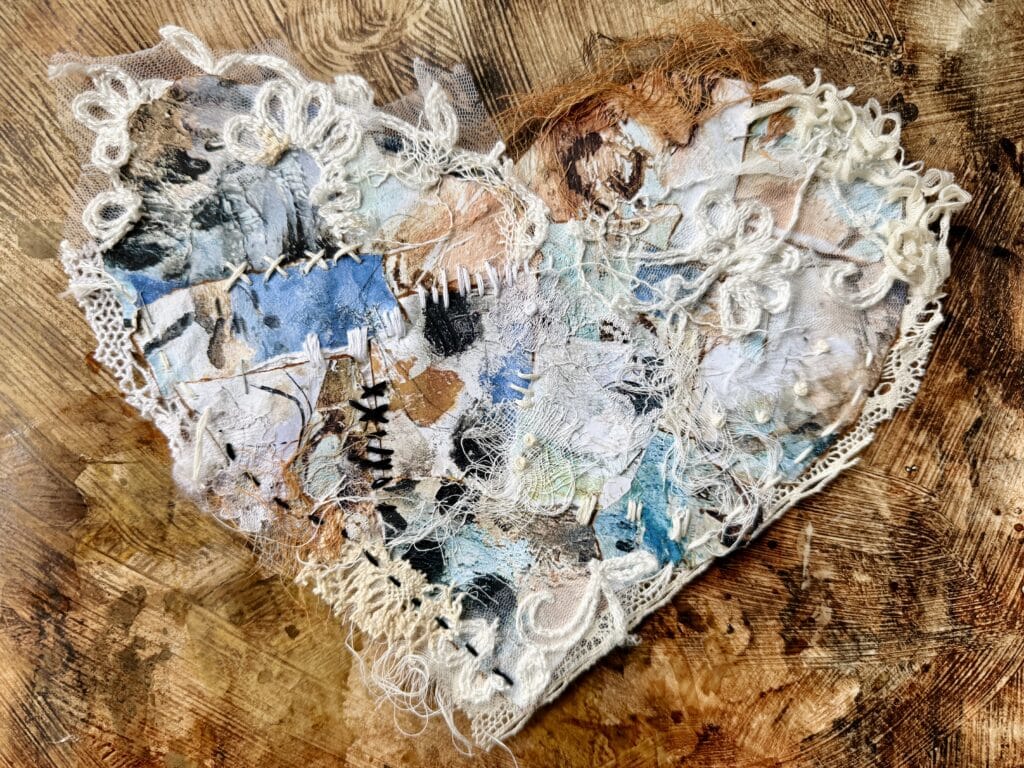 mixed media heart collage