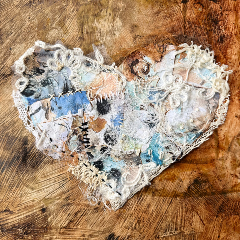 mixed-media-heart-collage-love-valentine-art-journaling-handmade-vintage-fabric-textile-texture-debasree-dey-art-9404