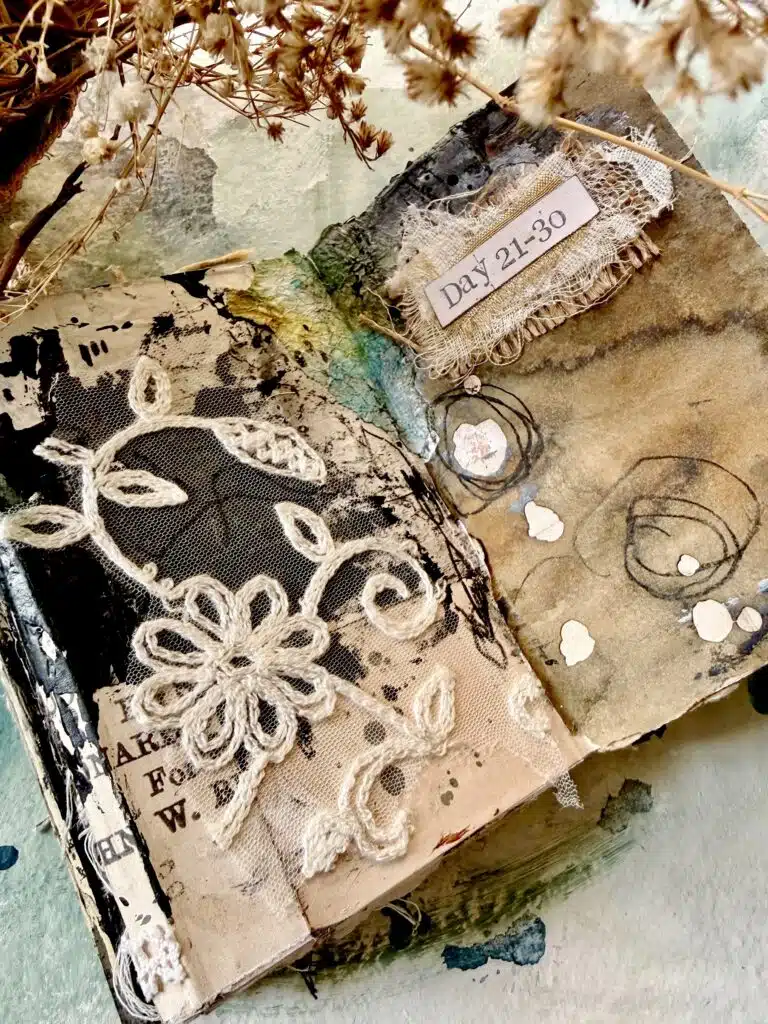 21-30-Mixed-media-Concertina-Art-journal-artist-book-collage-texture-accordion-fold-junk-journal-100-day-challenge-debasree-dey-art-10376
