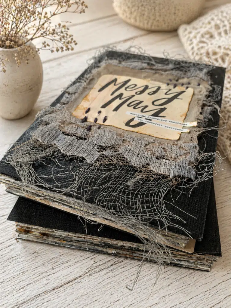 Bonus-Mixed-media-accordion-Art-journal-handmade-artist-book-vintage-fabric-collage-textile-stitching-texture-junk-journal-debasree-dey-art 2