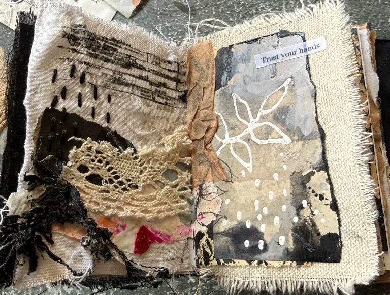 Grungy-texture-art-journal-page-mixed-media-collage-fabric-thread-textile-debasree-dey-art-12941 copy