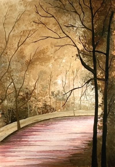 Cherry-blossom-acrylic-painting-romantic-couple-walking-step-by-step-tutorial-7
