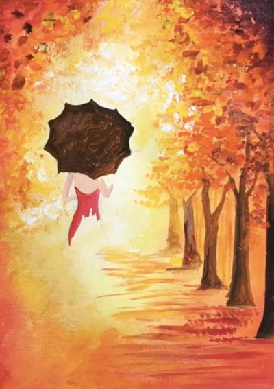 Lady-autumn-beginner-acrylic-painting-tutorials-step-by-step-landscapes-step-7