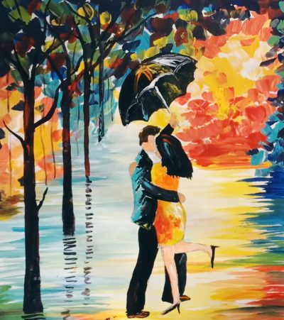 Romantic-couple-kissing-in-the-rain-under-umbrella-acrylic-painting-tutorial-debasree-dey-art-step-10