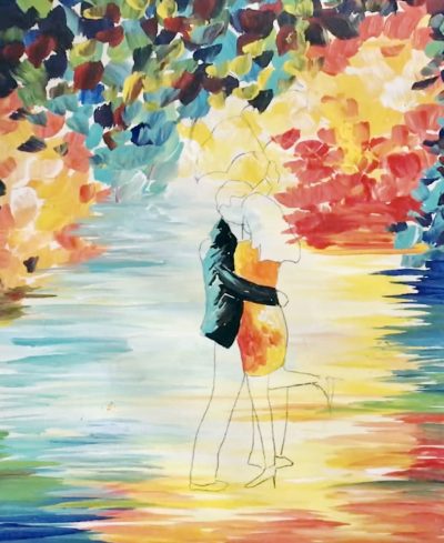 Romantic-couple-kissing-in-the-rain-under-umbrella-acrylic-painting-tutorial-debasree-dey-art-step-7