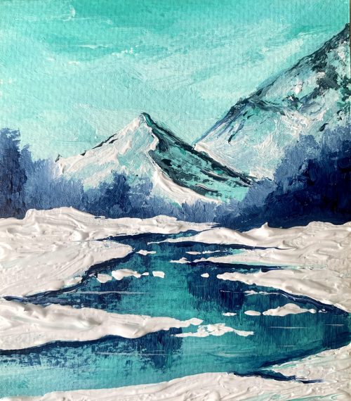 winter lake acrylic landscape painting for beginners step 13