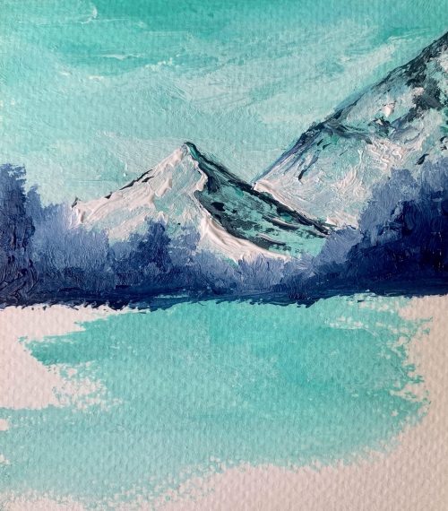 Winter Lake Acrylic Painting - Easy Winter Painting Ideas For Beginners