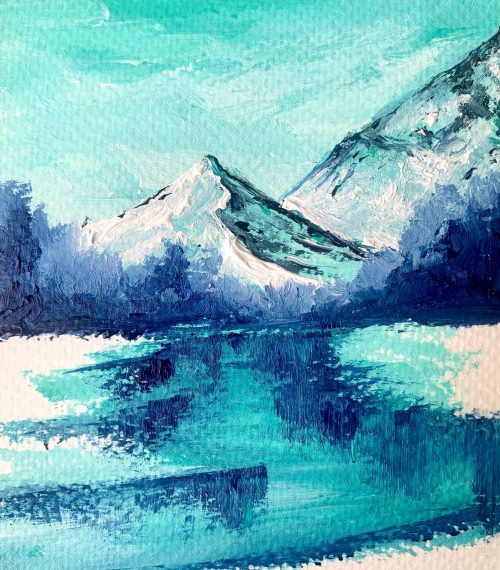 winter lake acrylic landscape painting for beginners step 8