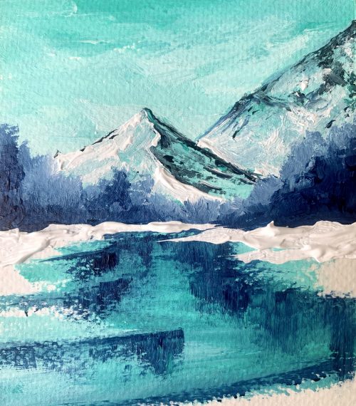 Winter Lake Acrylic Painting Easy Winter Painting Ideas For